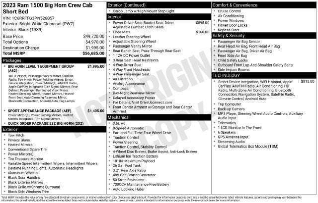 2023 RAM 1500 Big Horn Crew Cab 4x4 5'7" Box