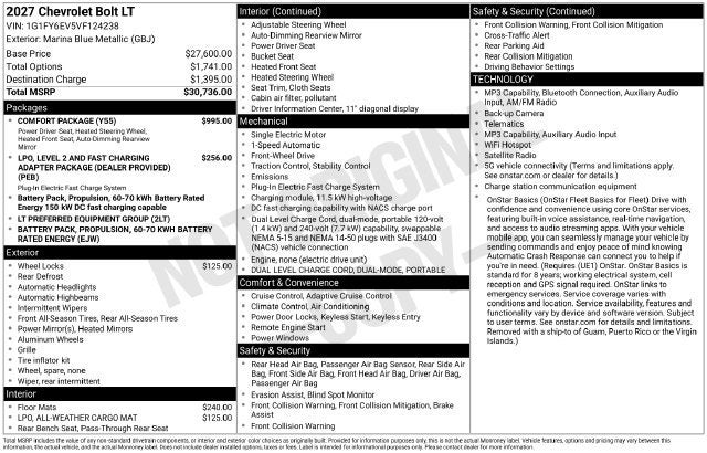 2027 Chevrolet Bolt LT