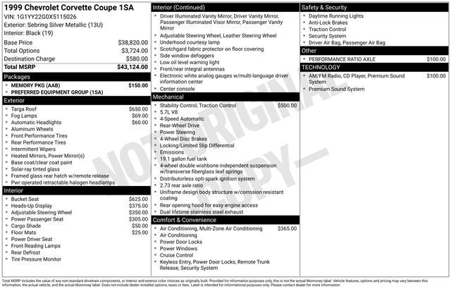 1999 Chevrolet Corvette Base