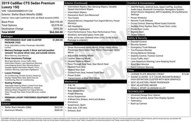 2019 Cadillac CTS 3.6L Premium
