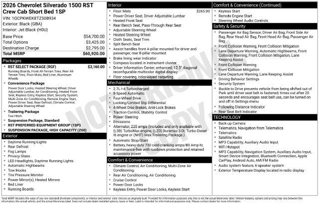 2026 Chevrolet Silverado 1500 RST