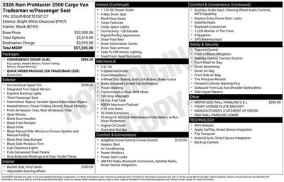 2026 RAM ProMaster Cargo Van Tradesman