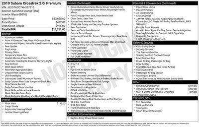 2019 Subaru Crosstrek 2.0i Premium