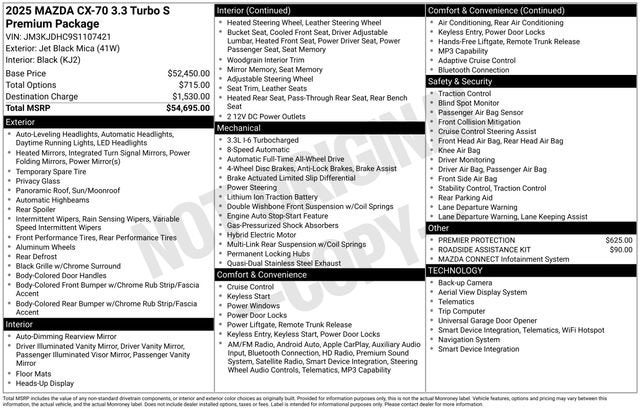 2025 Mazda Mazda CX-70 3.3 Turbo S Premium Package