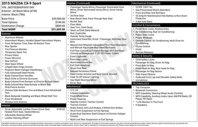 2015 Mazda Mazda CX-9 Sport