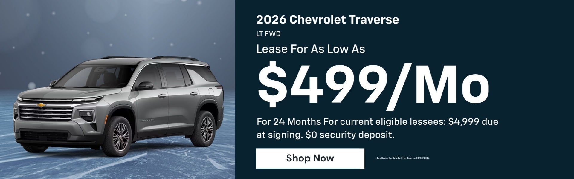 A 2026 Chevrolet Traverse lease offer