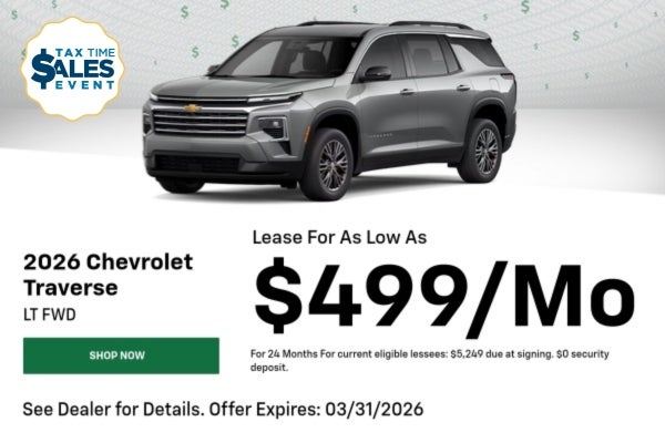 A lease offer for the 2026 Traverse at Terre Haute Chevrolet